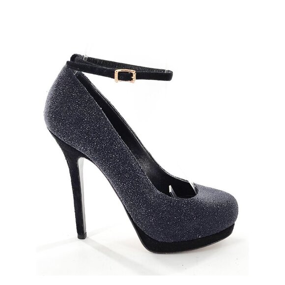 FENDI Glitter Ankle Strap Suede Platform Pumps - Picture 1 of 13